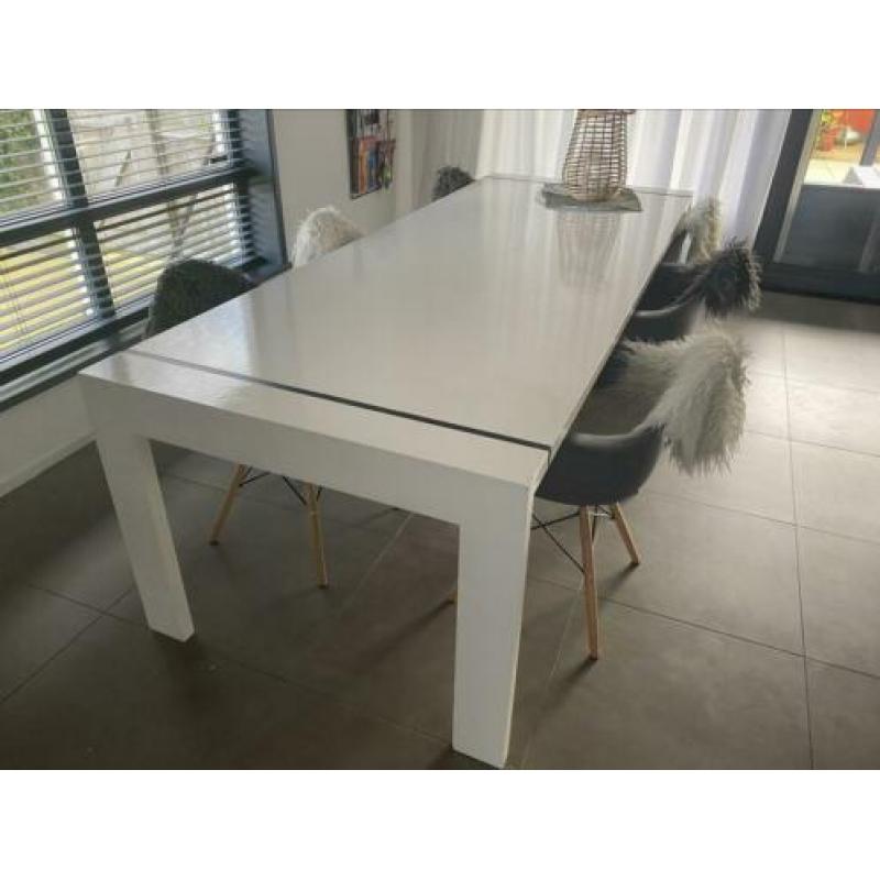 Lange Eetkamertafel + 6 Eetkamerstoelen