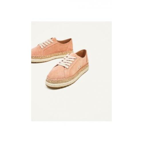 Leren zacht roze espadrilles ZARA NIEUW maat 41