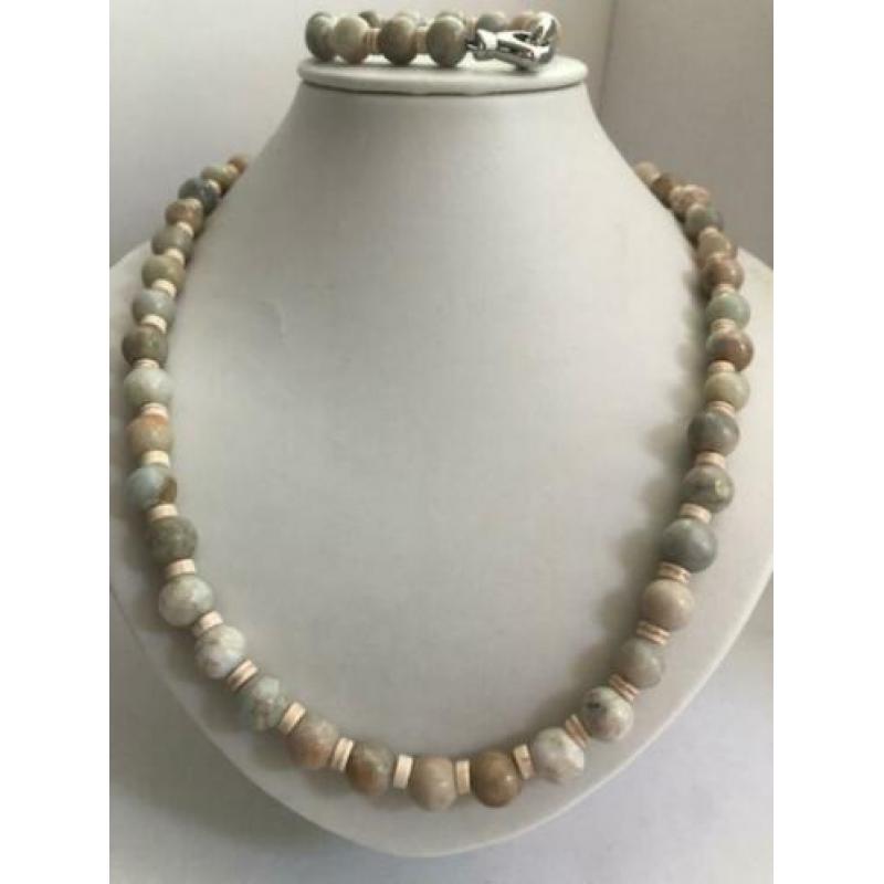 6503 Mooie ketting met bijpassend armband van Jade