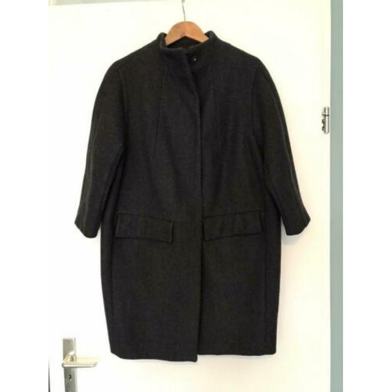 H&m trend wol mix oversized mantel dik winterjas antraciet
