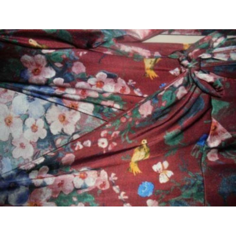 P9) prachtige bloemen jurk bordeaux trend one 44 mooi model