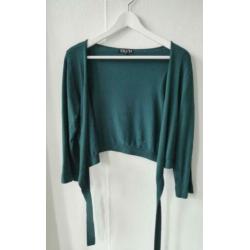 Zilch knoopvestje petrol groen M bamboe vestje cropped'