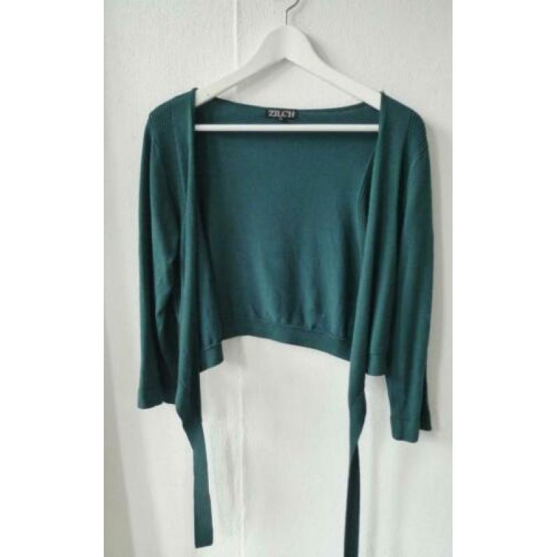 Zilch knoopvestje petrol groen M bamboe vestje cropped'