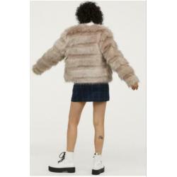 Fake-fur bontjasje, maat S, kleur taupe