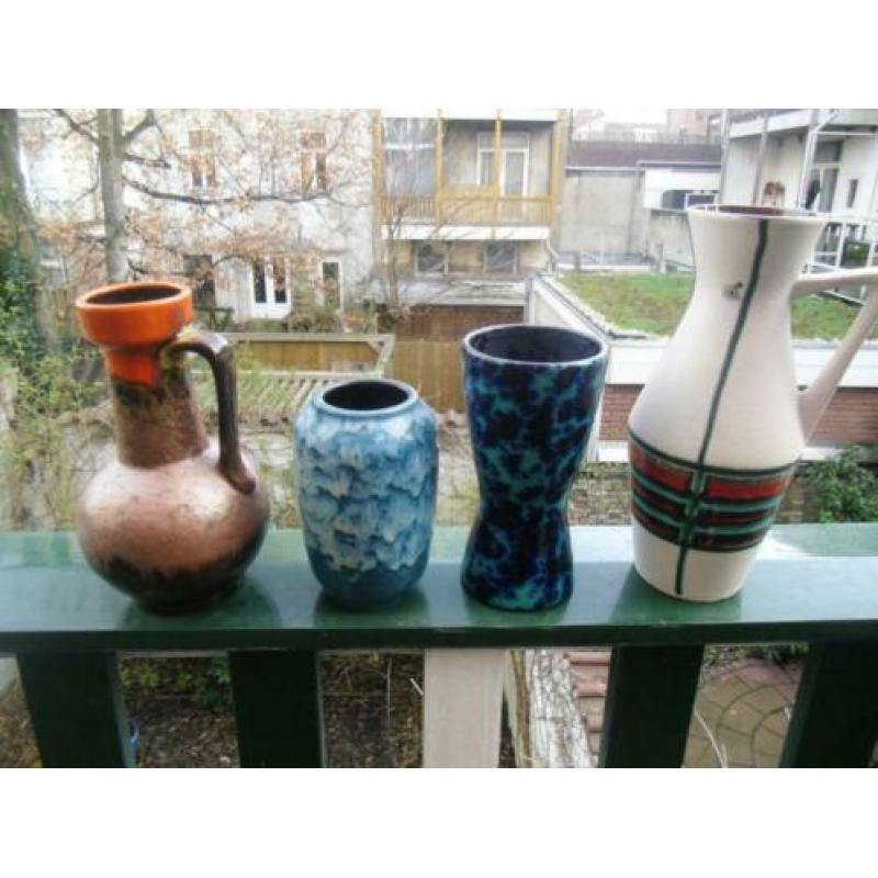 retro vintage vier west german pottery vazen seventies