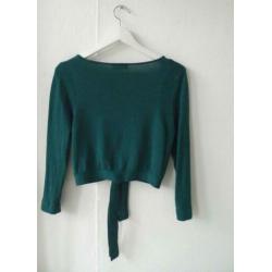 Zilch knoopvestje petrol groen M bamboe vestje cropped'