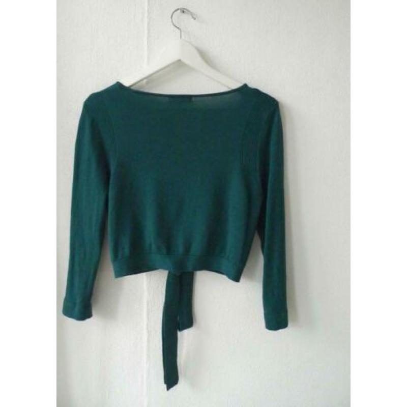 Zilch knoopvestje petrol groen M bamboe vestje cropped'