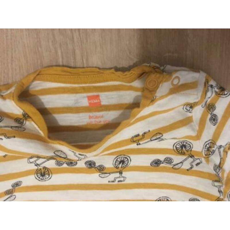 geel - wit gestreepte longsleeve shirt van Hema maat 80