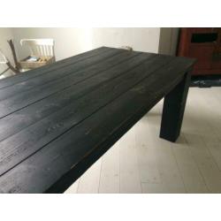 Zwart geverfde houten eetkamertafel/eettafel voor 4/6 pers.