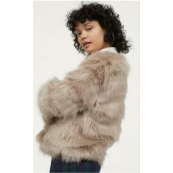 Fake-fur bontjasje, maat S, kleur taupe
