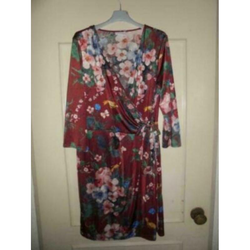 P9) prachtige bloemen jurk bordeaux trend one 44 mooi model