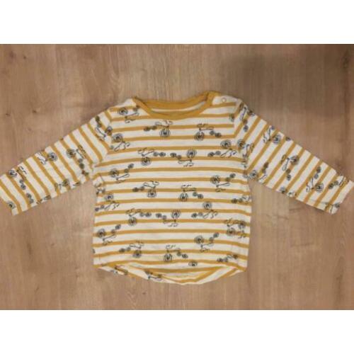 geel - wit gestreepte longsleeve shirt van Hema maat 80