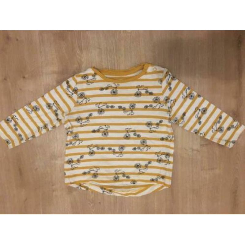 geel - wit gestreepte longsleeve shirt van Hema maat 80