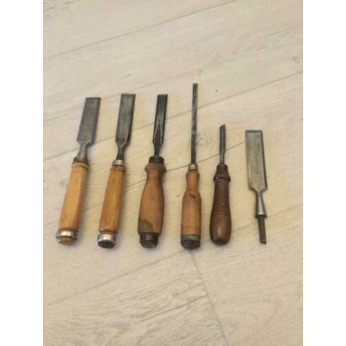 6 stuks oude en antieke beitels