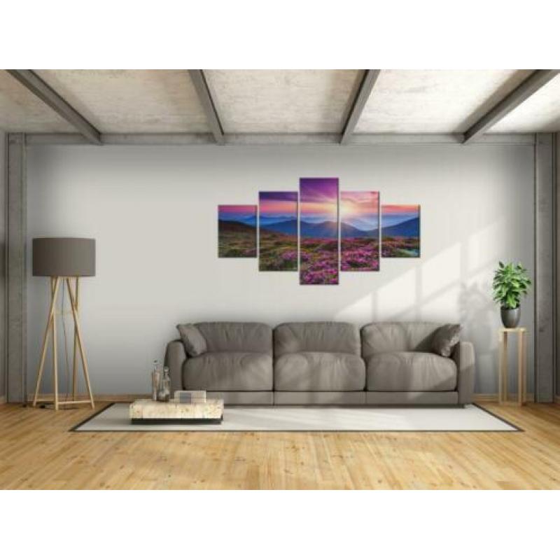glasschilderij beeld 120x80cm 3 luik modern bruin, groen