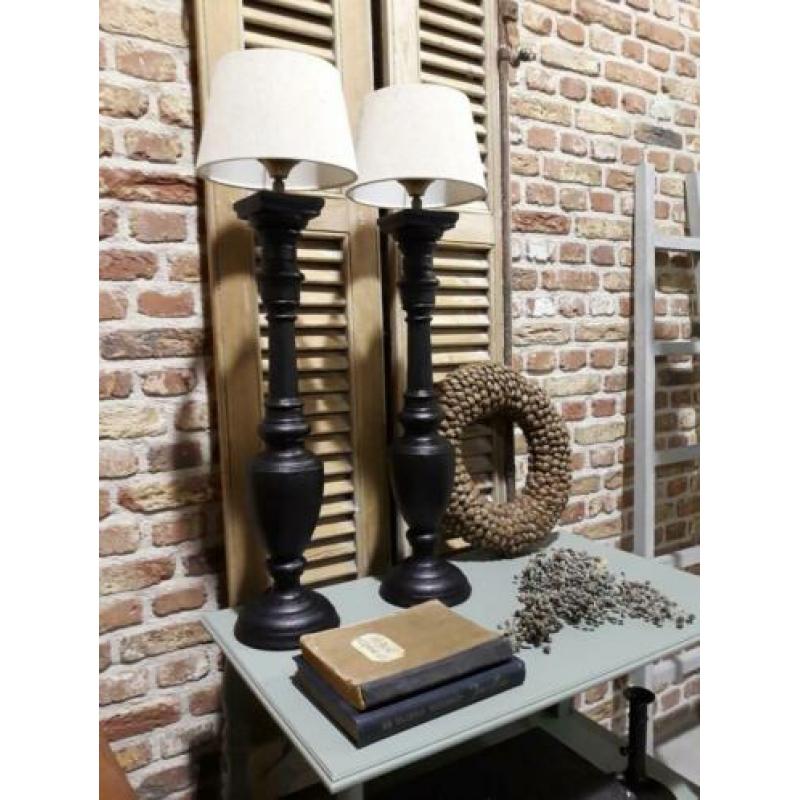 2 mat zwarte stenen baluster balusterlamp balusterlampen