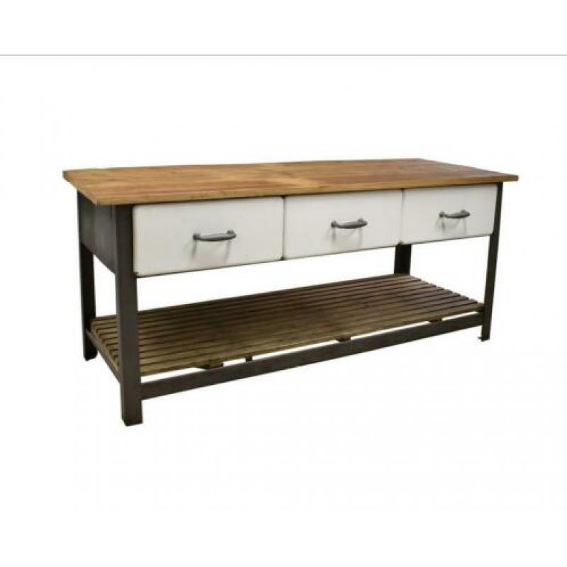 Industriële werkbank / vintage dressoir / bakkerswerkbank