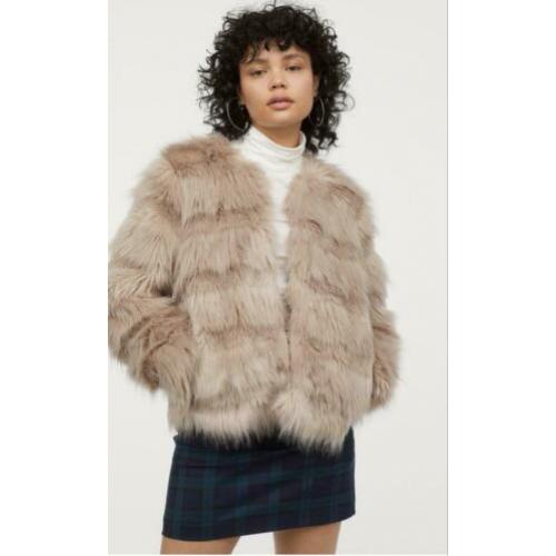 Fake-fur bontjasje, maat S, kleur taupe