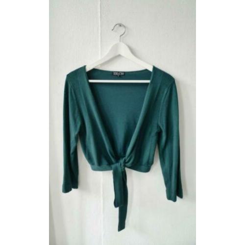 Zilch knoopvestje petrol groen M bamboe vestje cropped'