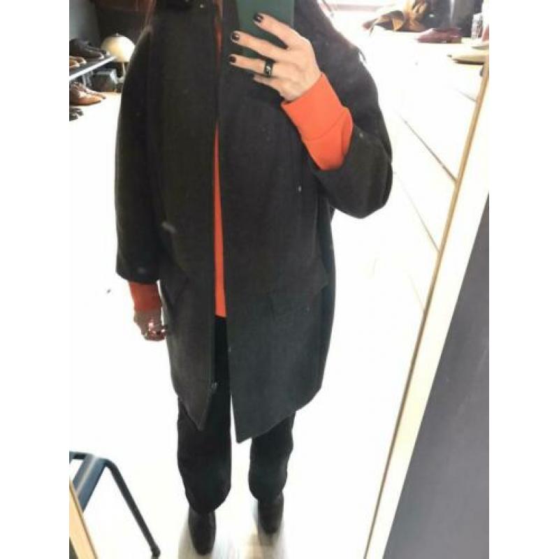 H&m trend wol mix oversized mantel dik winterjas antraciet