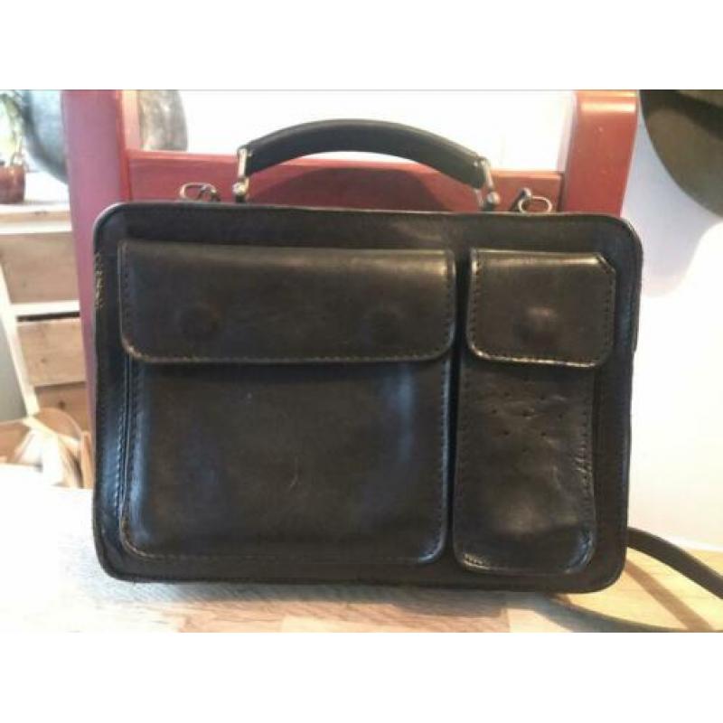Zwart leren tasje vintage