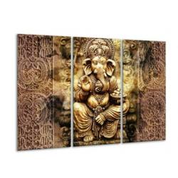 glasschilderij beeld 120x80cm 3 luik modern bruin, groen