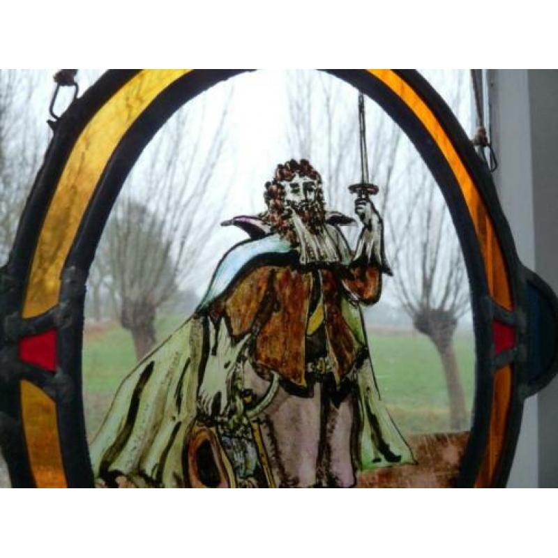Glas-in-lood met afbeelding van Musketier