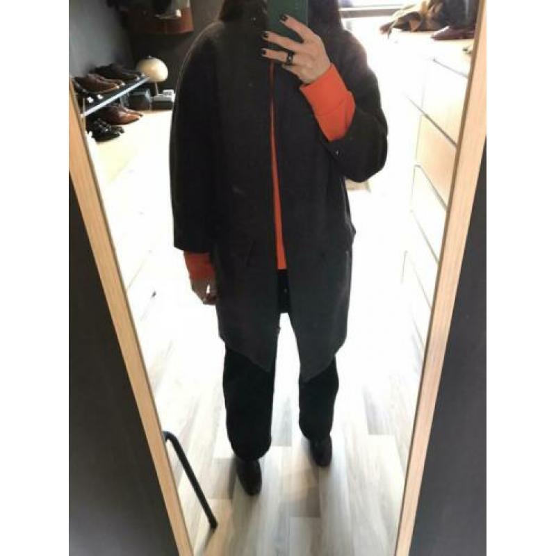 H&m trend wol mix oversized mantel dik winterjas antraciet