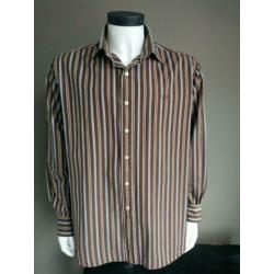 Paul Stuart overhemd. Bruin Blauw gestreept. Maat XXL / 2XL
