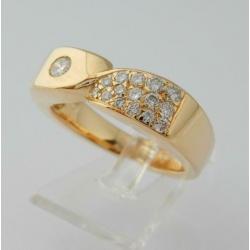 Exclusieve zware 18 karaat Gouden Ring 0.58 karaat Briljant
