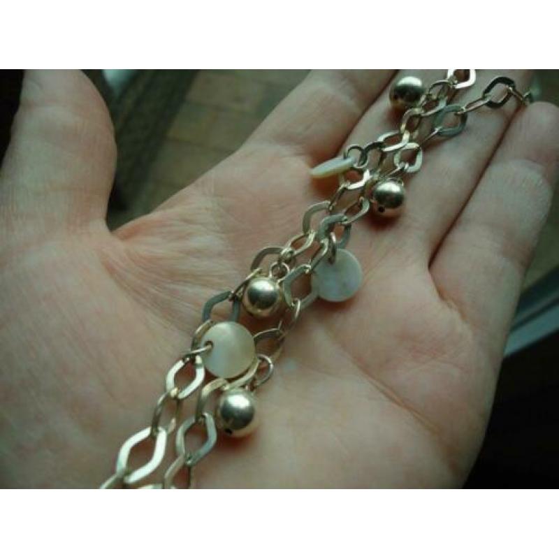 mooie echt zilveren ketting met paarlemoer rondjes 925