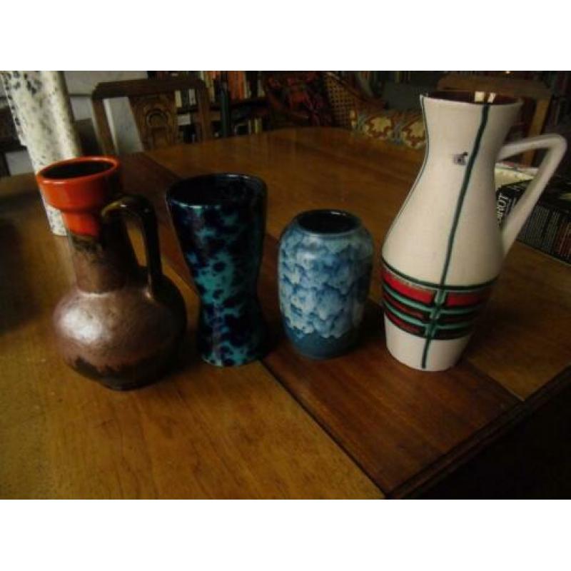 retro vintage vier west german pottery vazen seventies