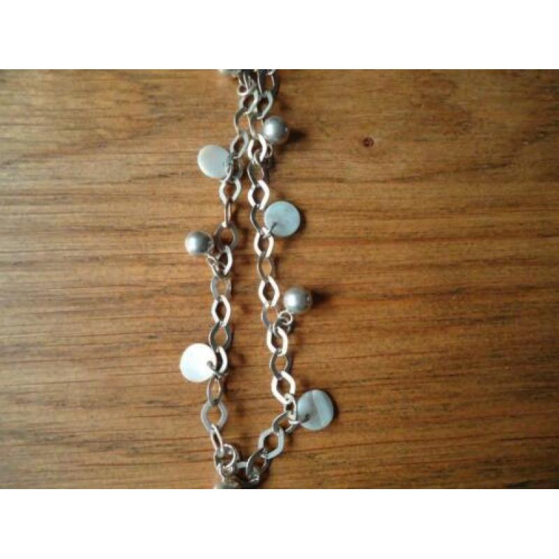 mooie echt zilveren ketting met paarlemoer rondjes 925