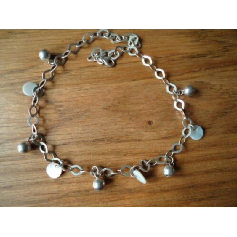 mooie echt zilveren ketting met paarlemoer rondjes 925