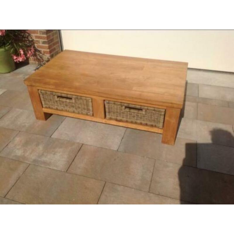 Salontafel eikenhout | Salontafel met manden | Eiken tafel