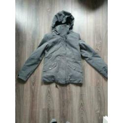 Grijze winterjas Roxy met bont cappuchon