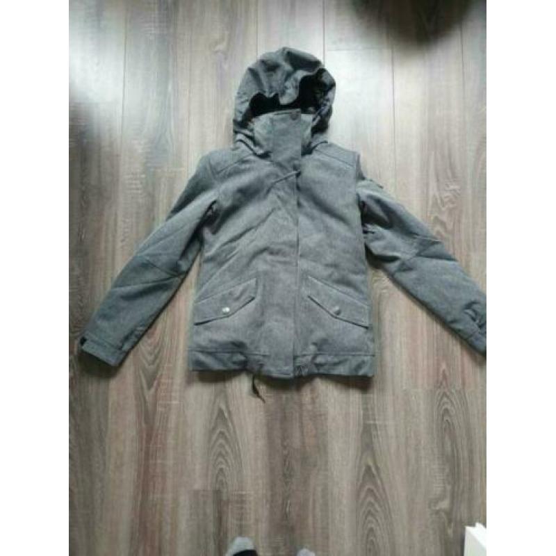 Grijze winterjas Roxy met bont cappuchon