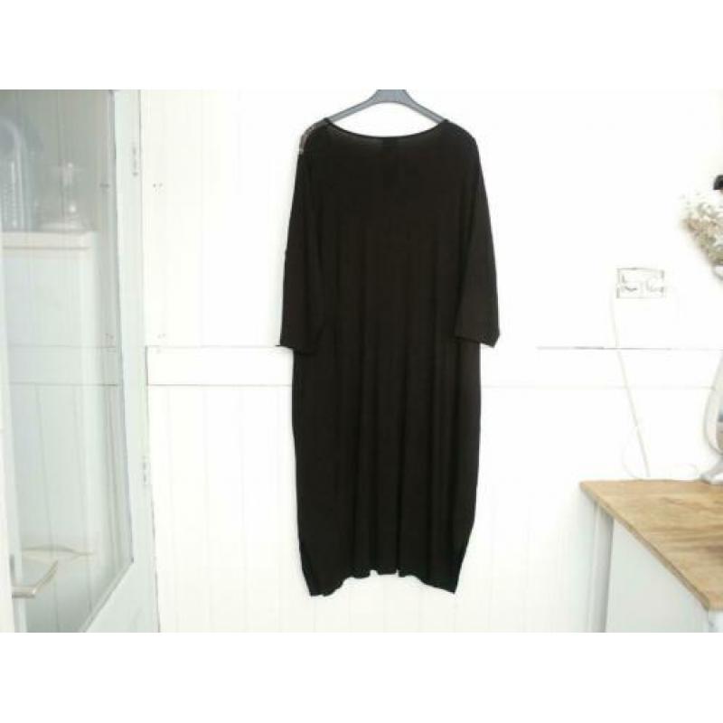 Tricot jurk Bagoes zwart/taupe/petrol maat 5 - 50/52 nieuw!