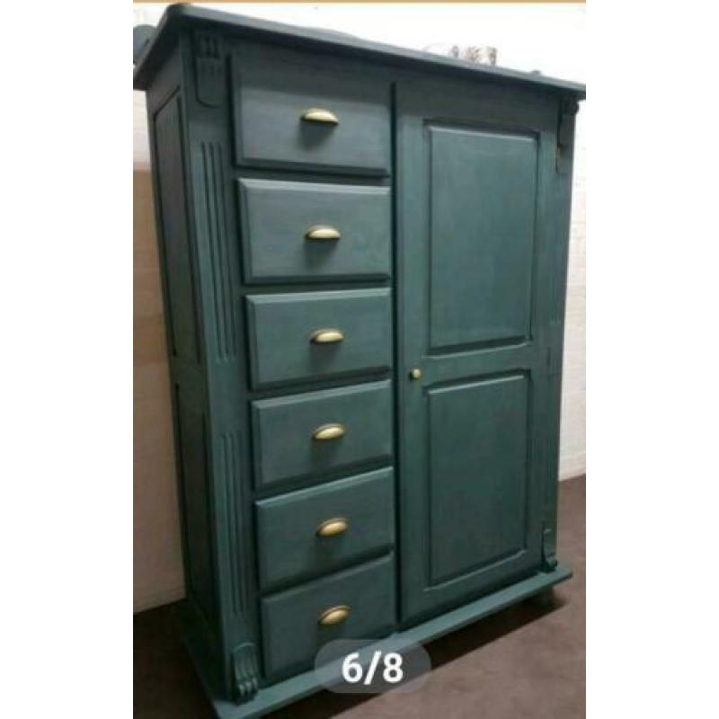 Meidenkast commode ladenkast wandkast grenen hout zie foto's