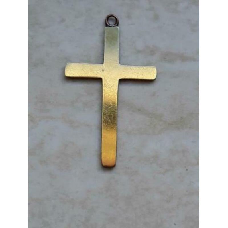 vintage kruisje hanger gemerkt 9 carat back and front
