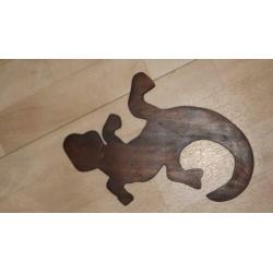 Gekko van hout 30 cm leuk voor dotting tool of verf