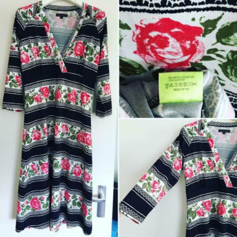 ZGAN King Louie jurk mt M 38 zwart wit rozen retro Alijn