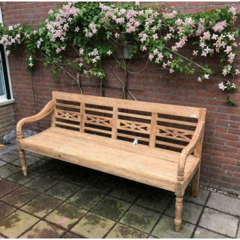 Stationsbank Pakket, massief Teakhout vanaf 100b, stevig!