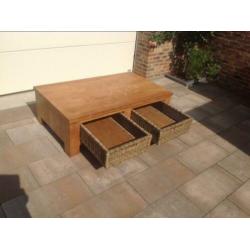Salontafel eikenhout | Salontafel met manden | Eiken tafel