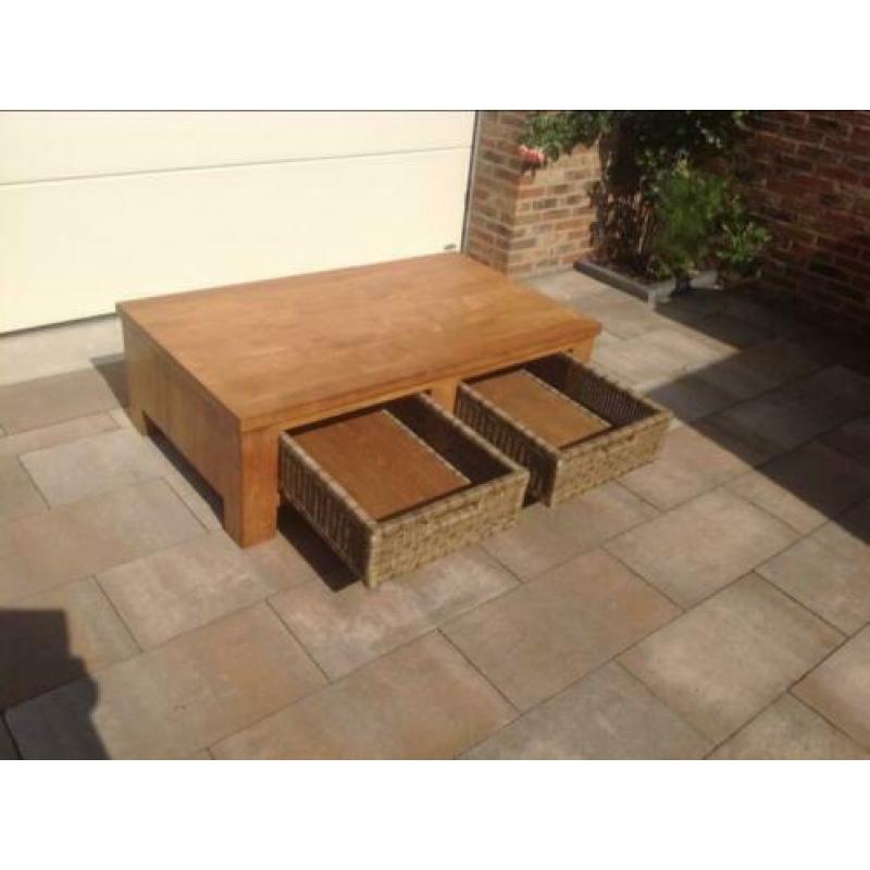 Salontafel eikenhout | Salontafel met manden | Eiken tafel