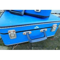 KLM koffers van 19,50 voor 14,50 p/st vintage blauw jaren 60
