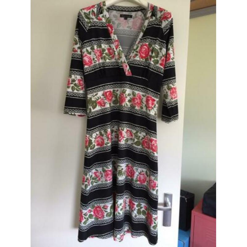ZGAN King Louie jurk mt M 38 zwart wit rozen retro Alijn