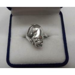 Zilveren aparte ring met poes nr.324