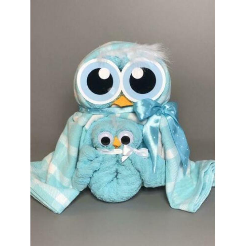 Cadeau Set Handdoeken en Theedoeken uil grijs