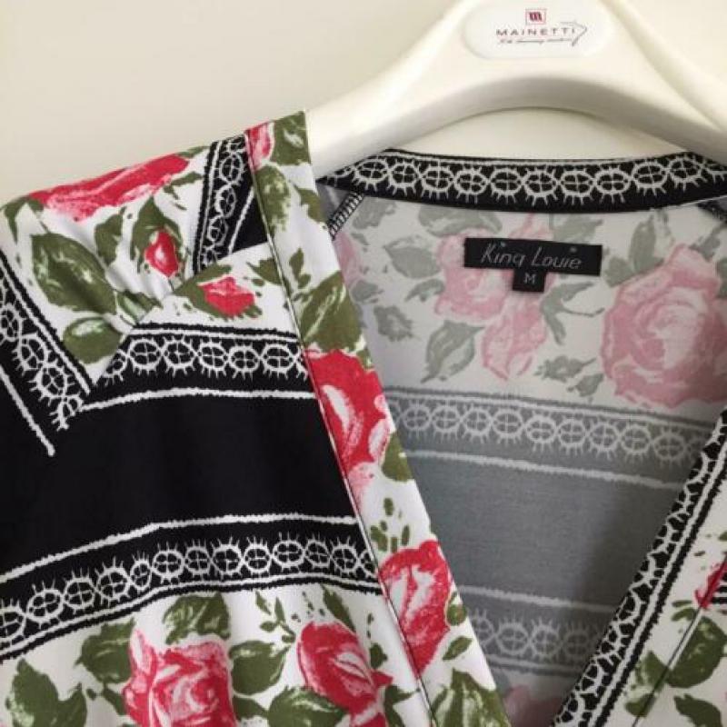 ZGAN King Louie jurk mt M 38 zwart wit rozen retro Alijn